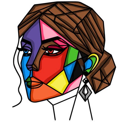 geometric art illustration of a woman's face