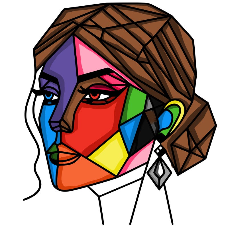 geometric art illustration of a woman's face