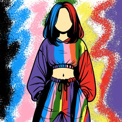 realistic girl faceless with baggy pants and a crop top