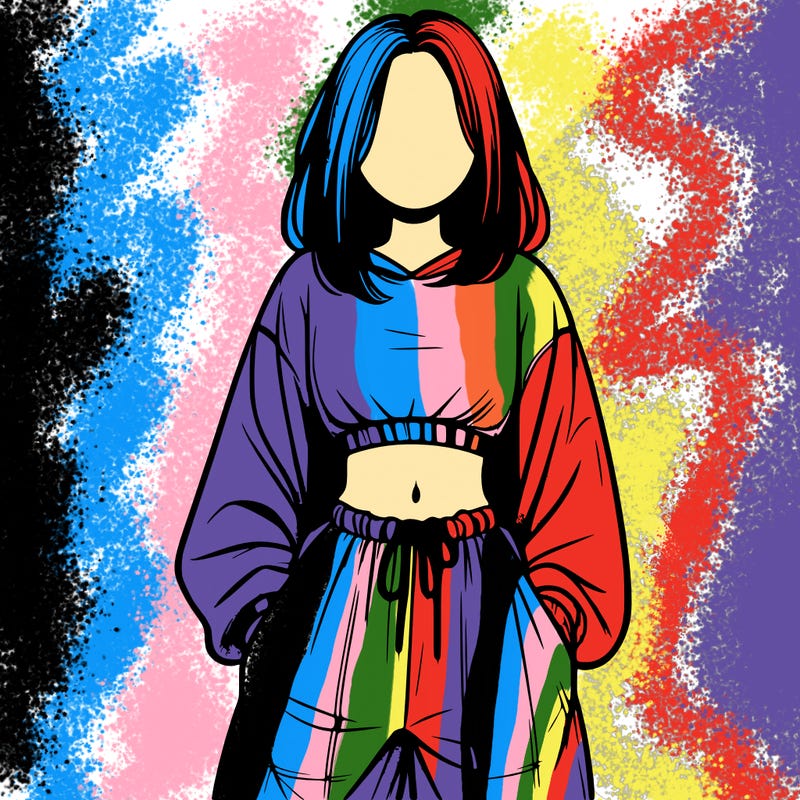 realistic girl faceless with baggy pants and a crop top