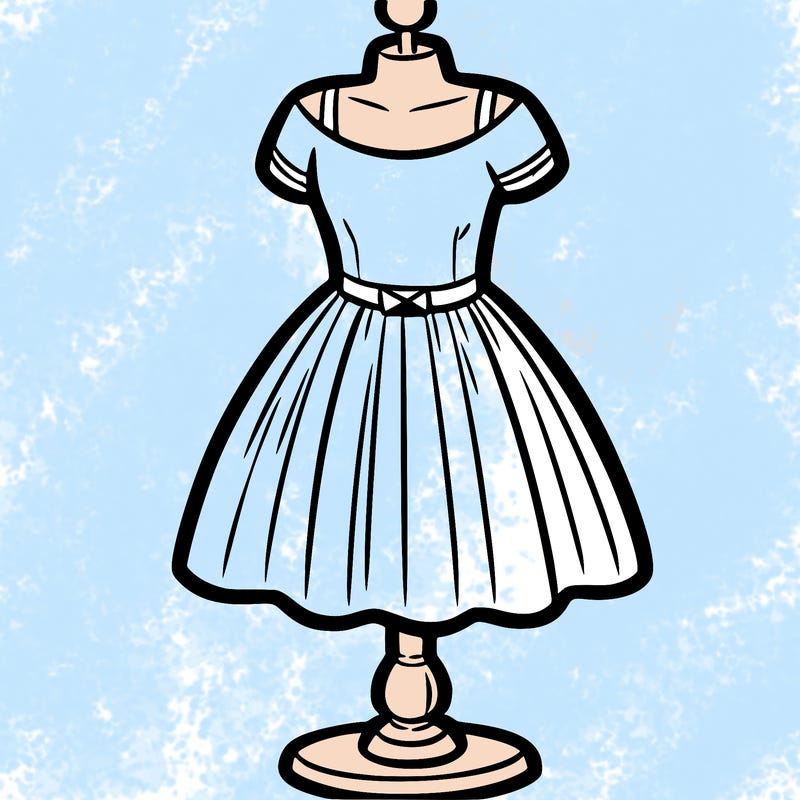 a blank dress on a stand shown