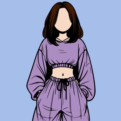 realistic girl faceless with baggy pants and a crop top