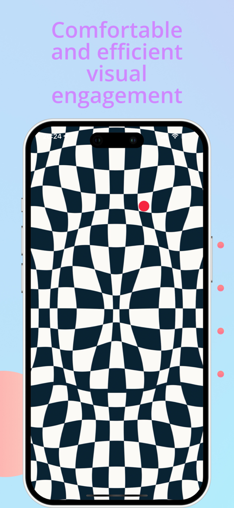 EyeFit Trainer - Smartphone displaying a checkered visual exercise pattern for eye health within the EyeFit Trainer app