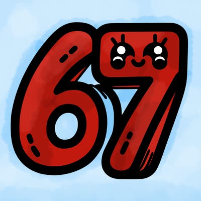 the numbers 67