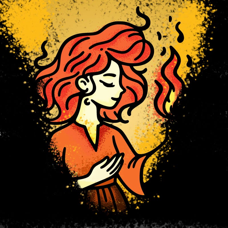 woman with fire