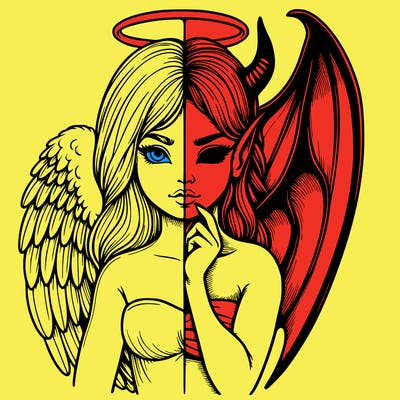 realistic angel half demon