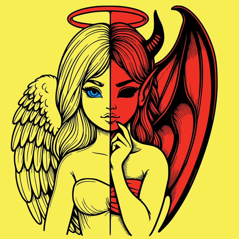 realistic angel half demon