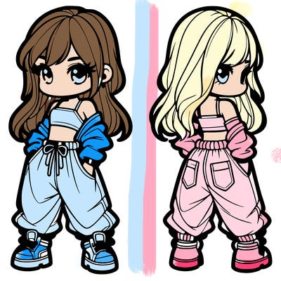 girl in crop top and baggy pants