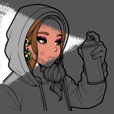 a realistic girl, spray painting