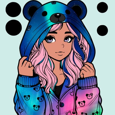 realistic girl in a animal pjs hoodie
