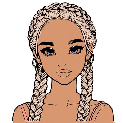 realistic girl with braids