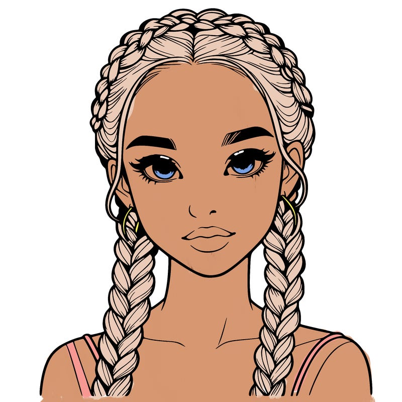 realistic girl with braids