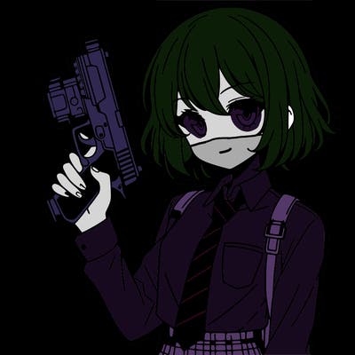 girl manga character with a gun