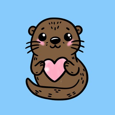 otter with a heart