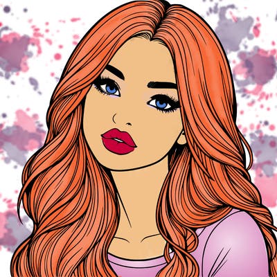 realistic girl with hair on her hair and lips