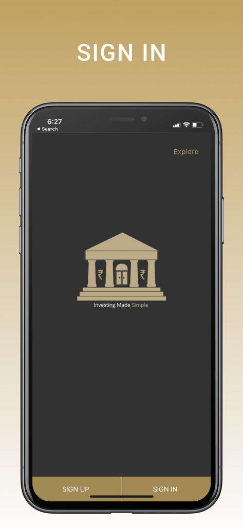 SOIC - La pantalla de inicio de sesión de la aplicación SOIC con su logotipo y el eslogan Inversión Simplificada.