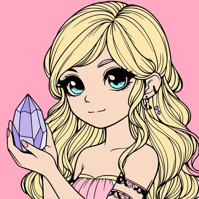 realistic girl with a mystical crystal