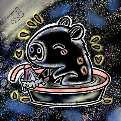 capybara taking a bath