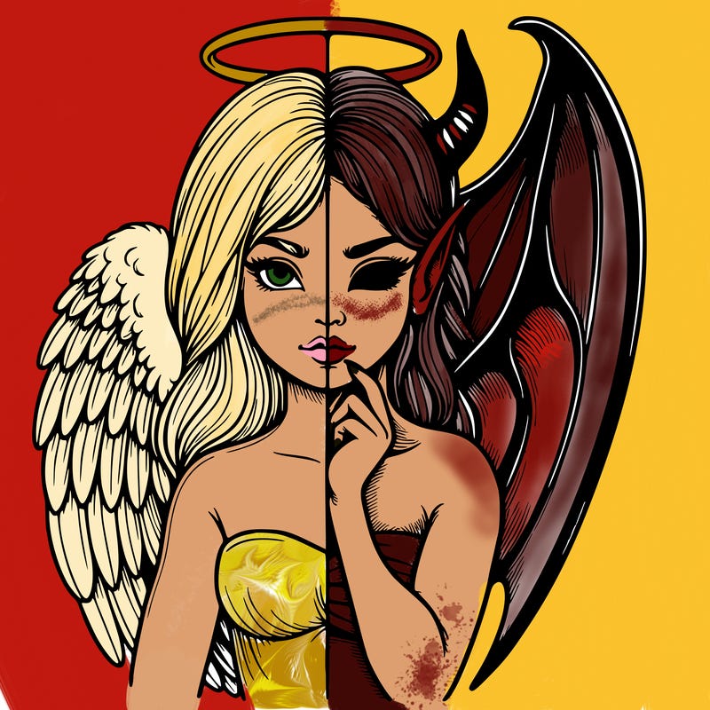 realistic angel half demon