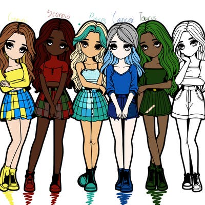 a group of girls realistic