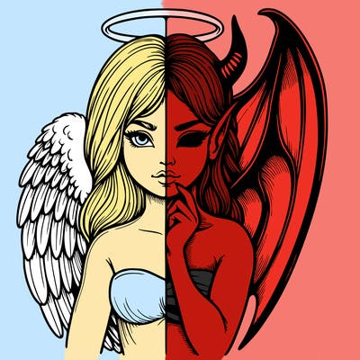 realistic angel half demon