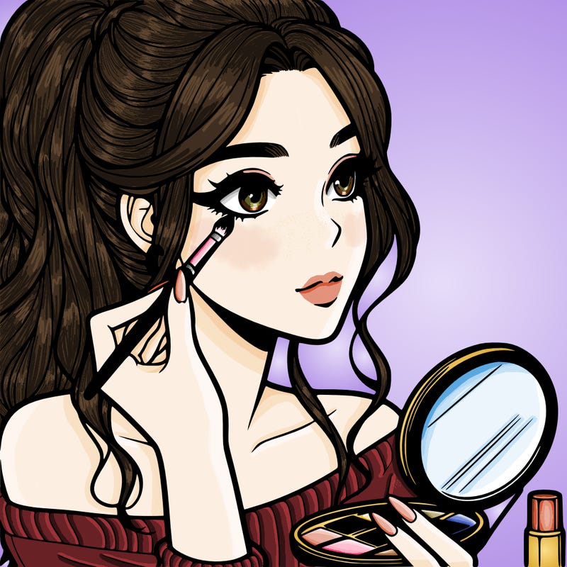 a realistic girl doing her makeup