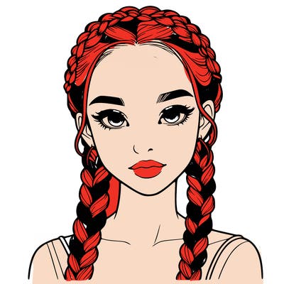 realistic girl with braids