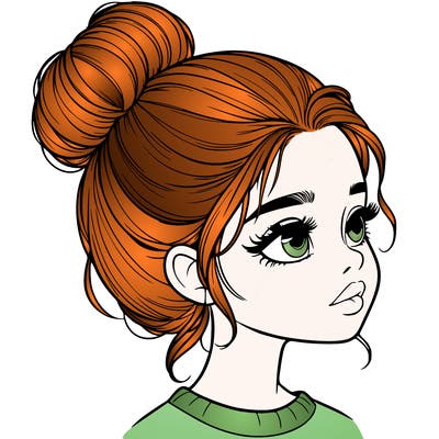 realistic girl with bun