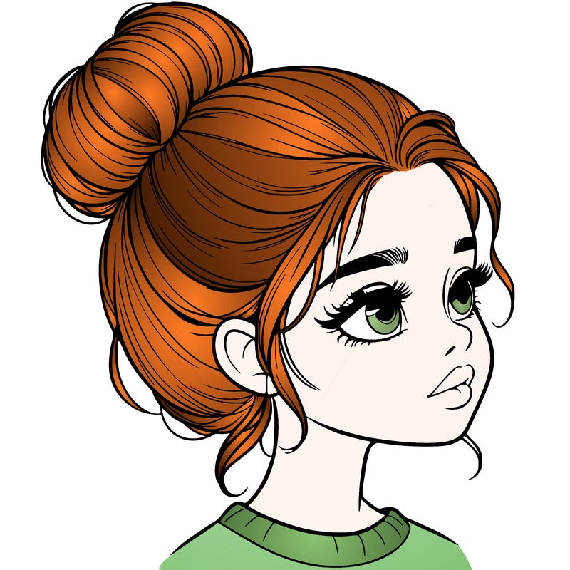 realistic girl with bun
