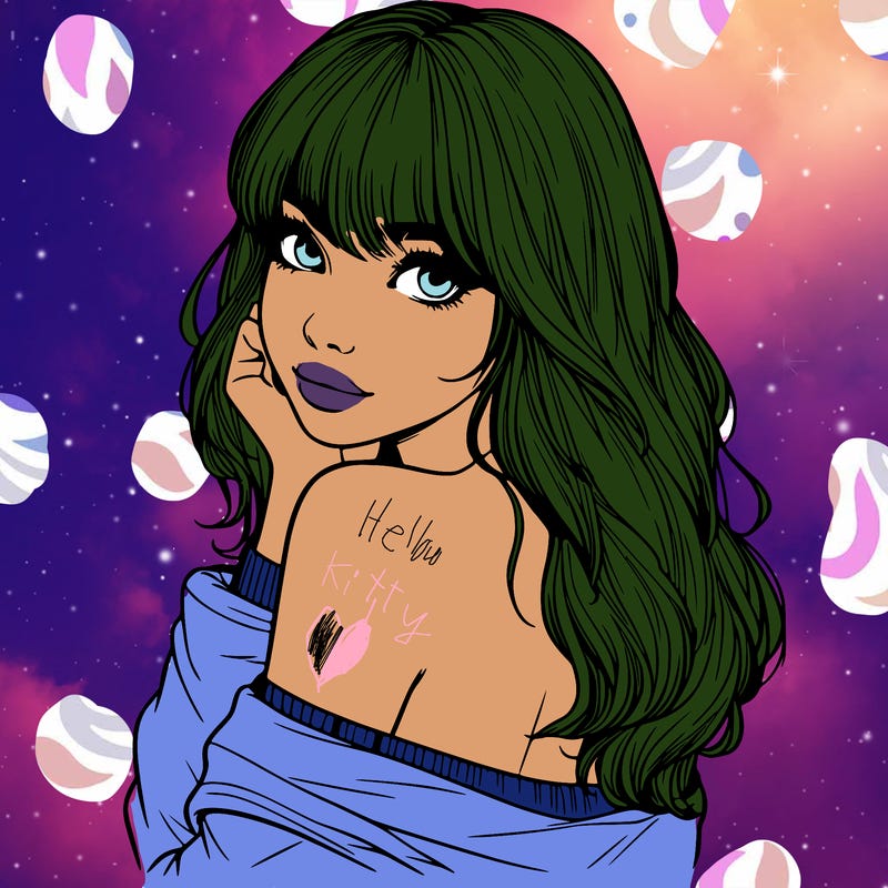 realistic girl with bangs looking over her shoulder