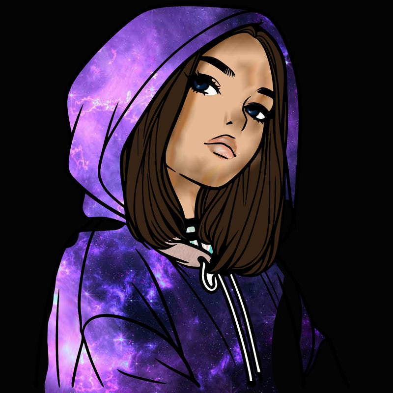 a realistic girl in a hoodie
