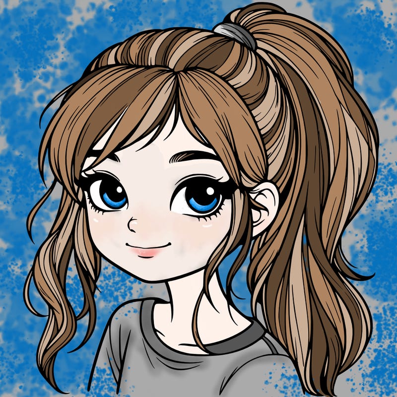 realistic girl with ponytail