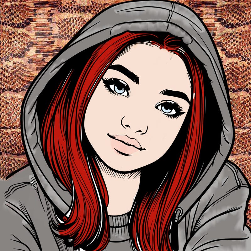 realistic teen girl in hoodie