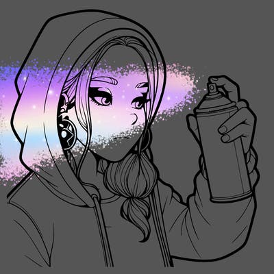 a realistic girl, spray painting