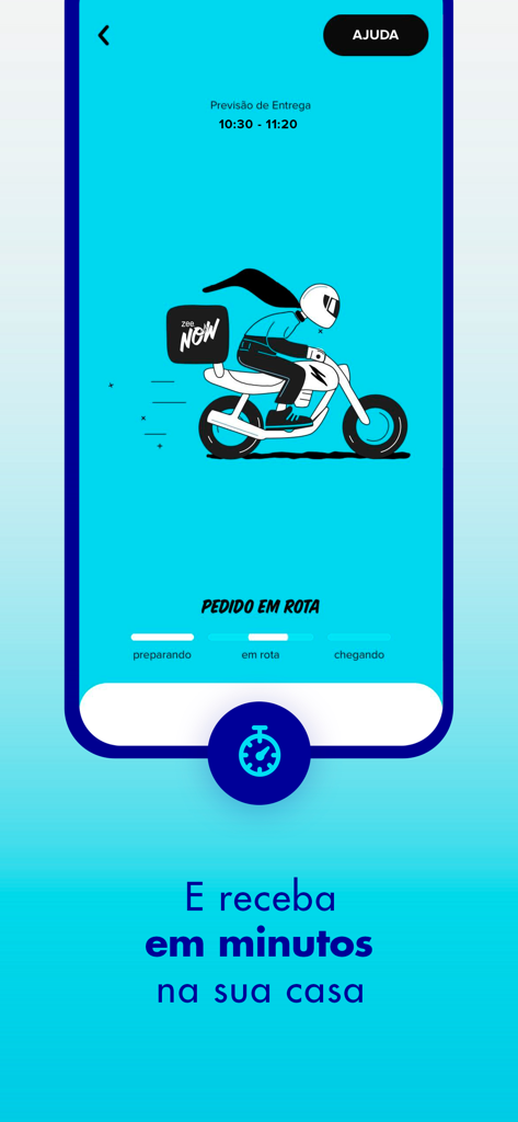 Zee.Now - Pet Shop Delivery - Zee Now app screen showing a pet supply delivery in progress with a motorcycle courier illustration and real-time tracking status.