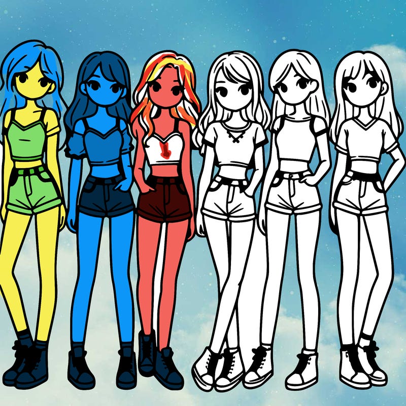 a group of girls wearing crop tops and shorts