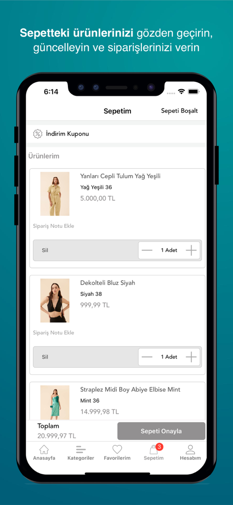 Roman - The shopping cart interface of the Roman mobile app showing selected fashion items and total price.