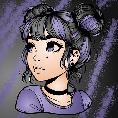 realistic girl with spacebuns