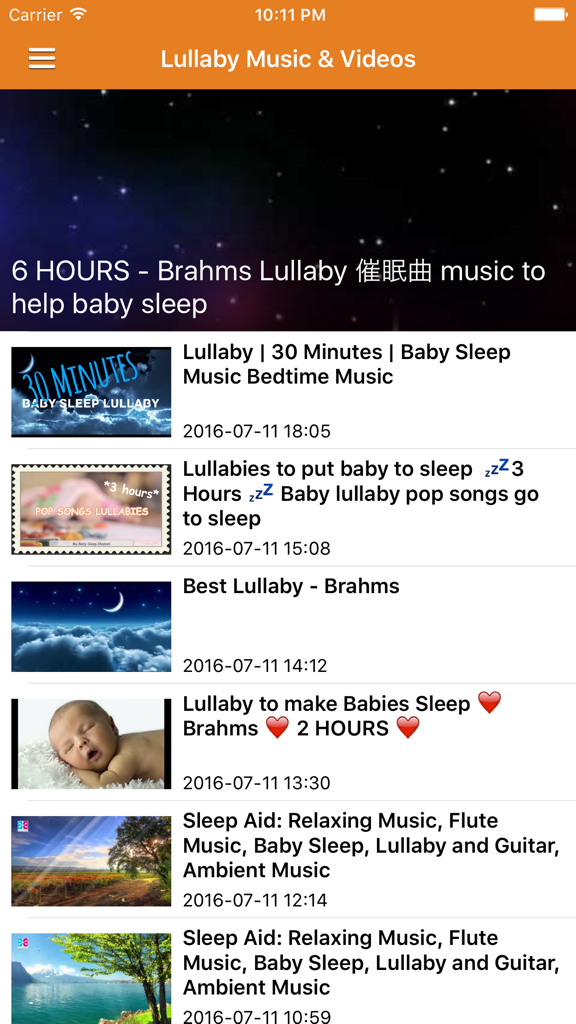 List of lullaby music and videos to help babies sleep.