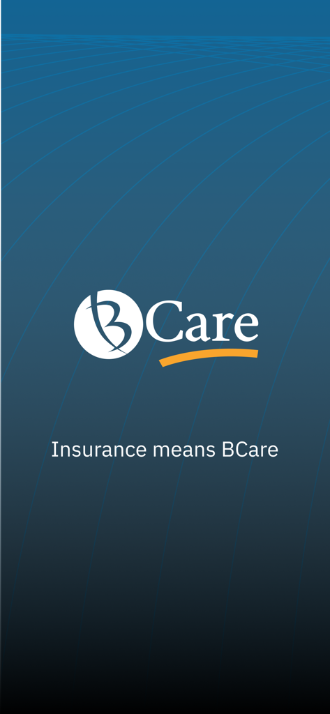 BCare app splash screen with logo and Insurance means BCare tagline.