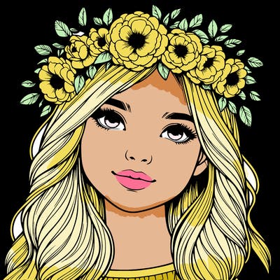 realistic girl with flower crown