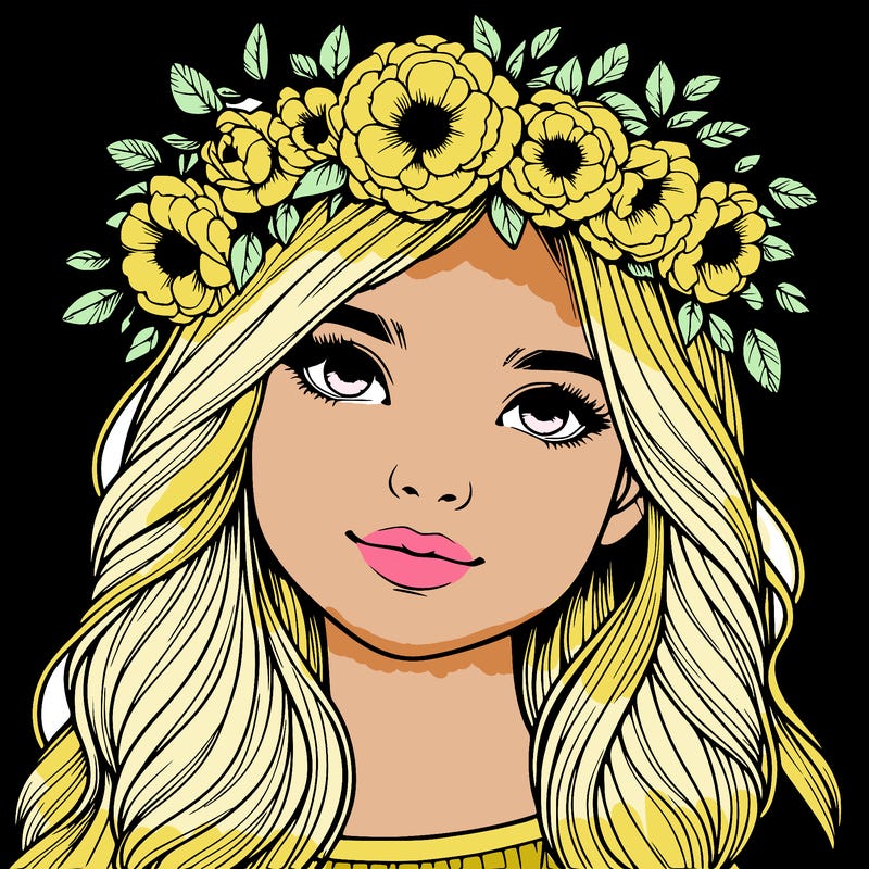 realistic girl with flower crown