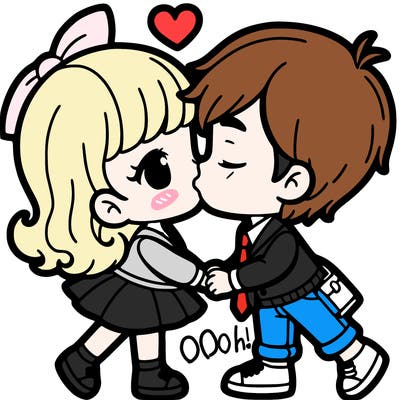 girl and boy kissing