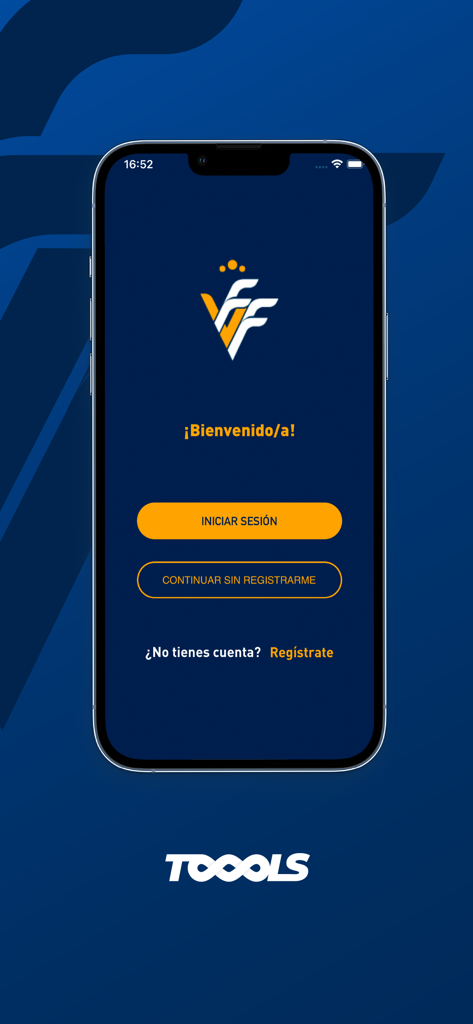 FFCV - Welcome screen of the FFCV app with login and signup options