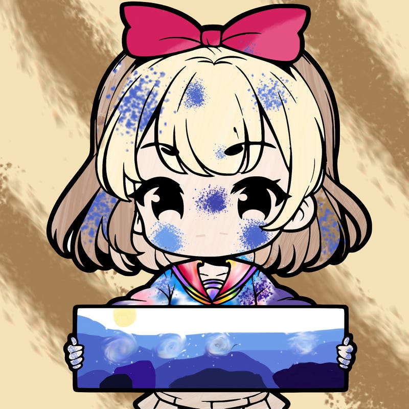 cute anime girl holding a sign