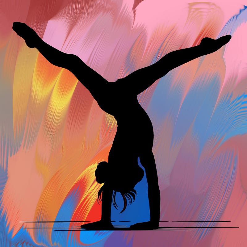 realistic gymnastic hand stand girl in four splits