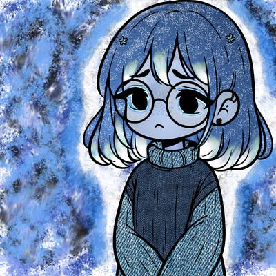 sad girl with glasses in a sweater