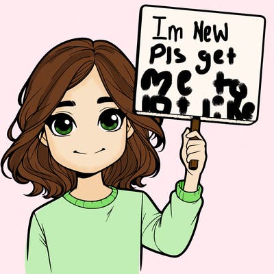 realistic girl holding up a sign