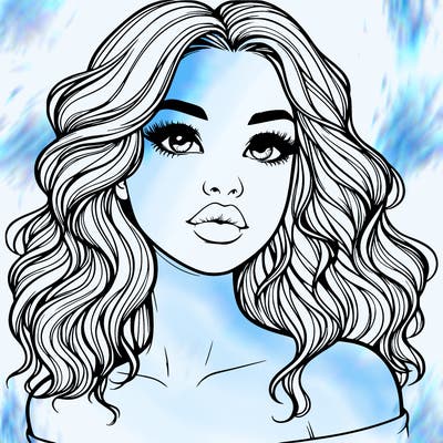 realistic girl with wavy hair and lips