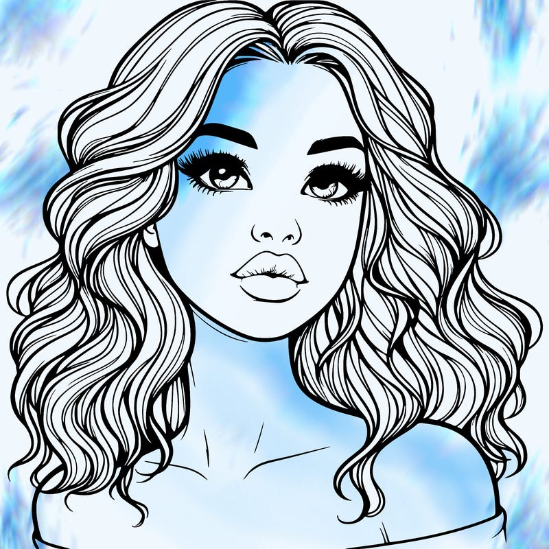 realistic girl with wavy hair and lips